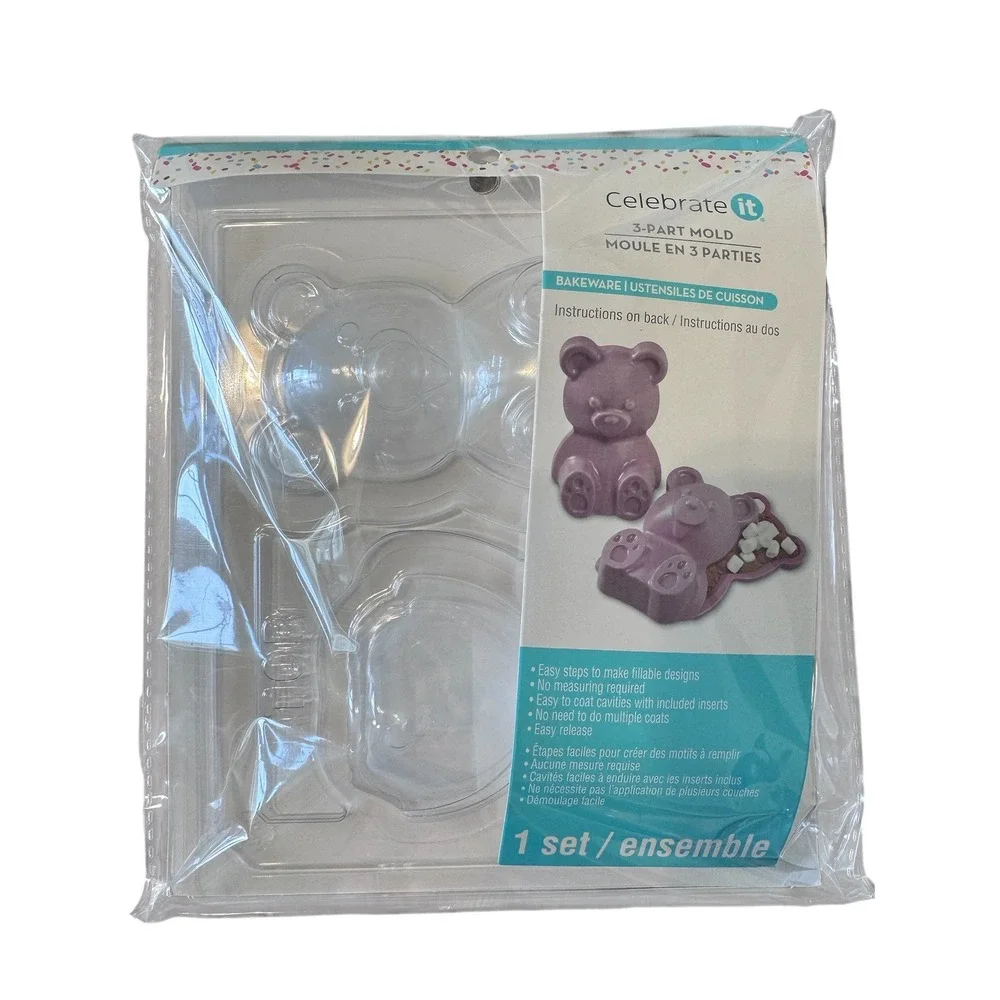 Celebrate It Clear Bear‎ 3-Part Mold Chocolate Bomb Baby Gift DIY Crafting New